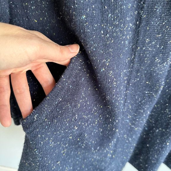 J.JILL Navy Blue Speckled Cotton‎ Angora Blend Ladies Minimalist Cardigan, PS - Picture 5 of 6